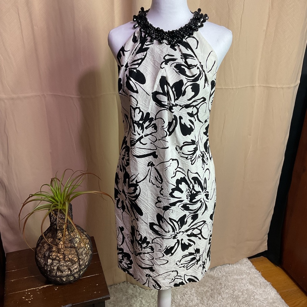 Chetta B Sunhee Black and White Floral Mini Dress